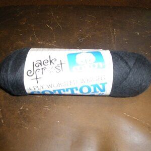 1 Skein Jack Frost 4 Ply Worsted Weight 100% Cotton Yarn - Color Black - 2.5 oz